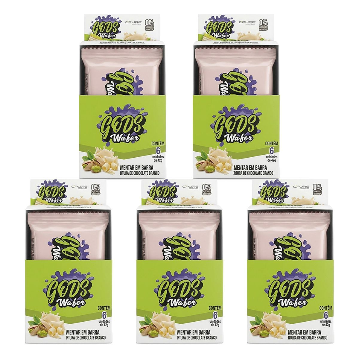 Kit 5X Gods Wafer  - 6 Unidades de 42g Pistache - Canibal
