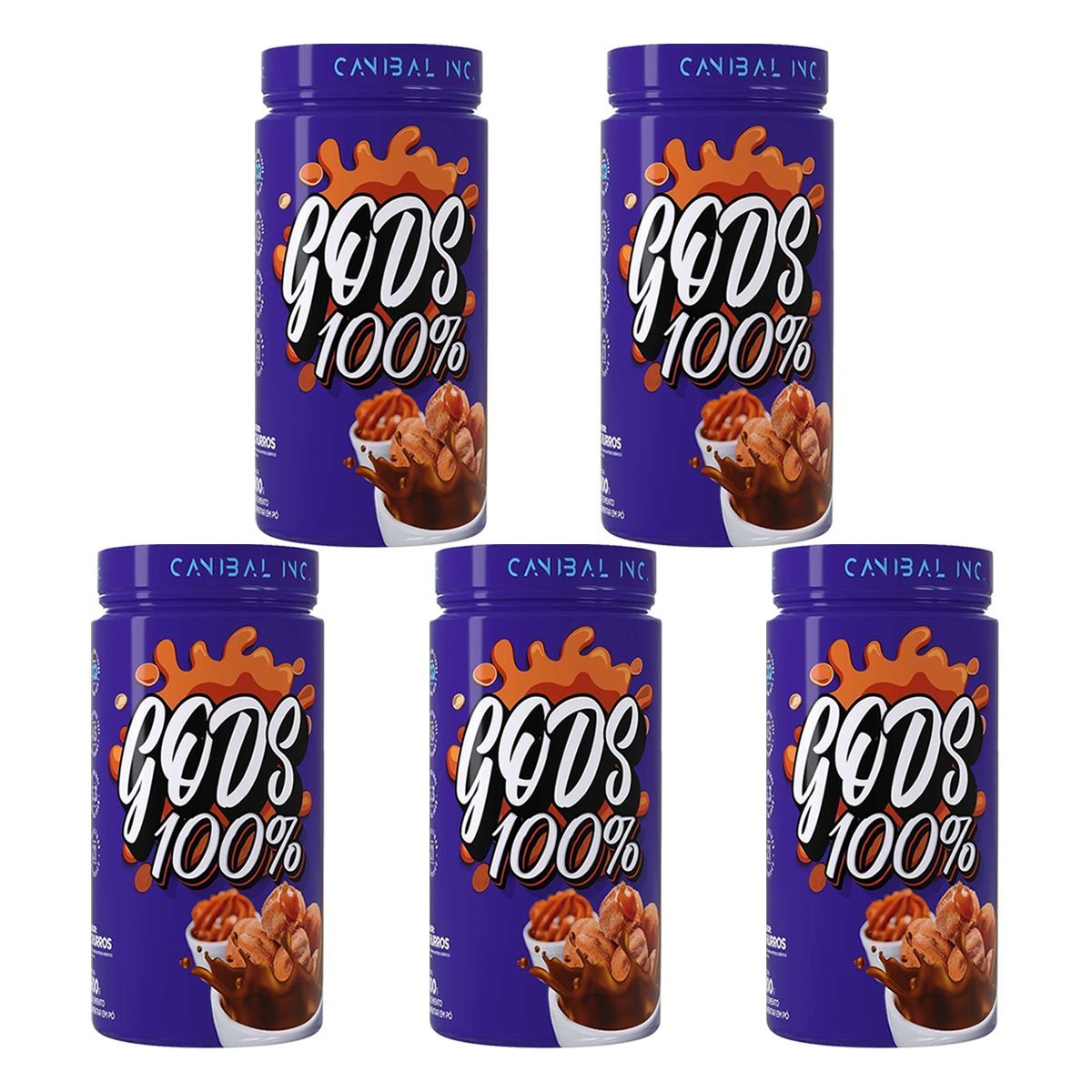 Kit 5X Gods Whey 100% - 900g Churros - Canibal