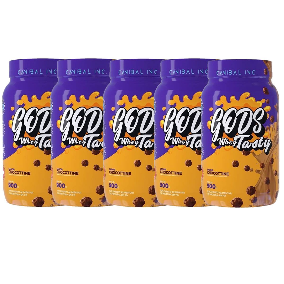 Kit 5X Gods Whey Tasty - 900g Chocottine - Canibal