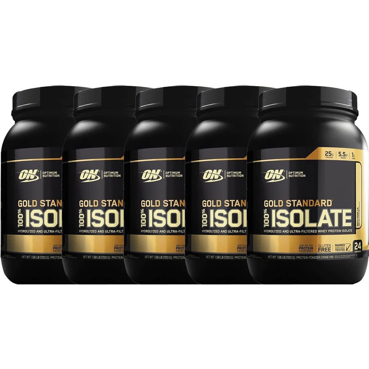 Kit 5X Gold Standard 100% Isolate - 744g Rich Vanilla - Optimum Nutrition