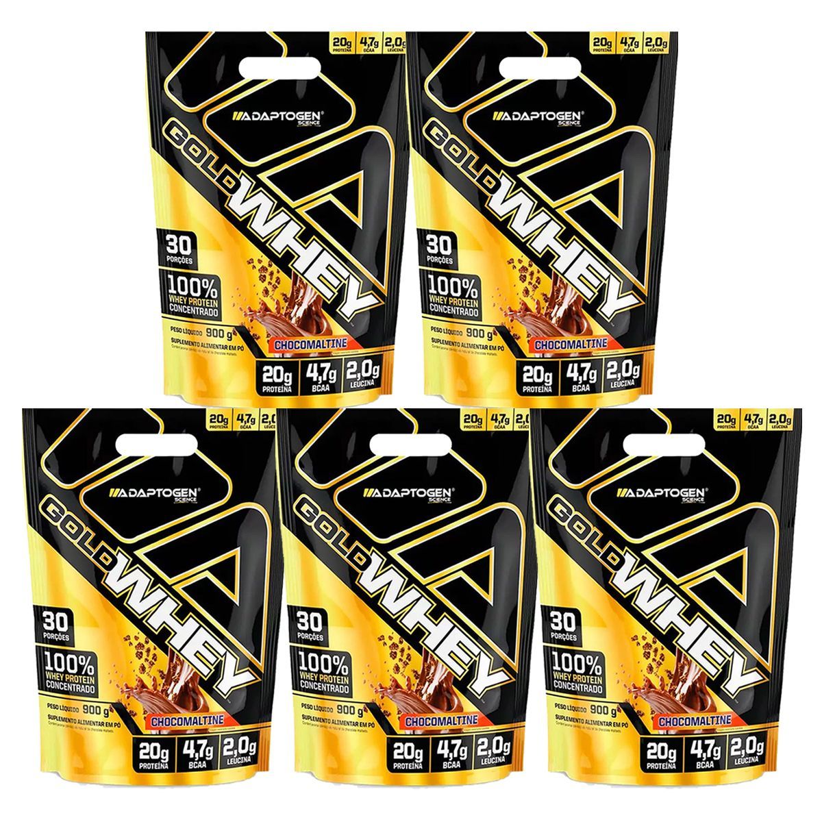 Kit 5X Gold Whey - 900g Refil Chocomaltine - Adaptogen