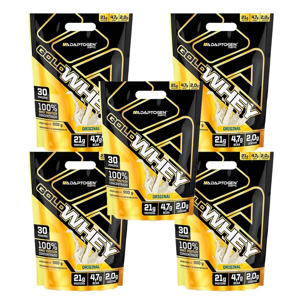 Kit 5X Gold Whey - 900g Refil Original - Adaptogen