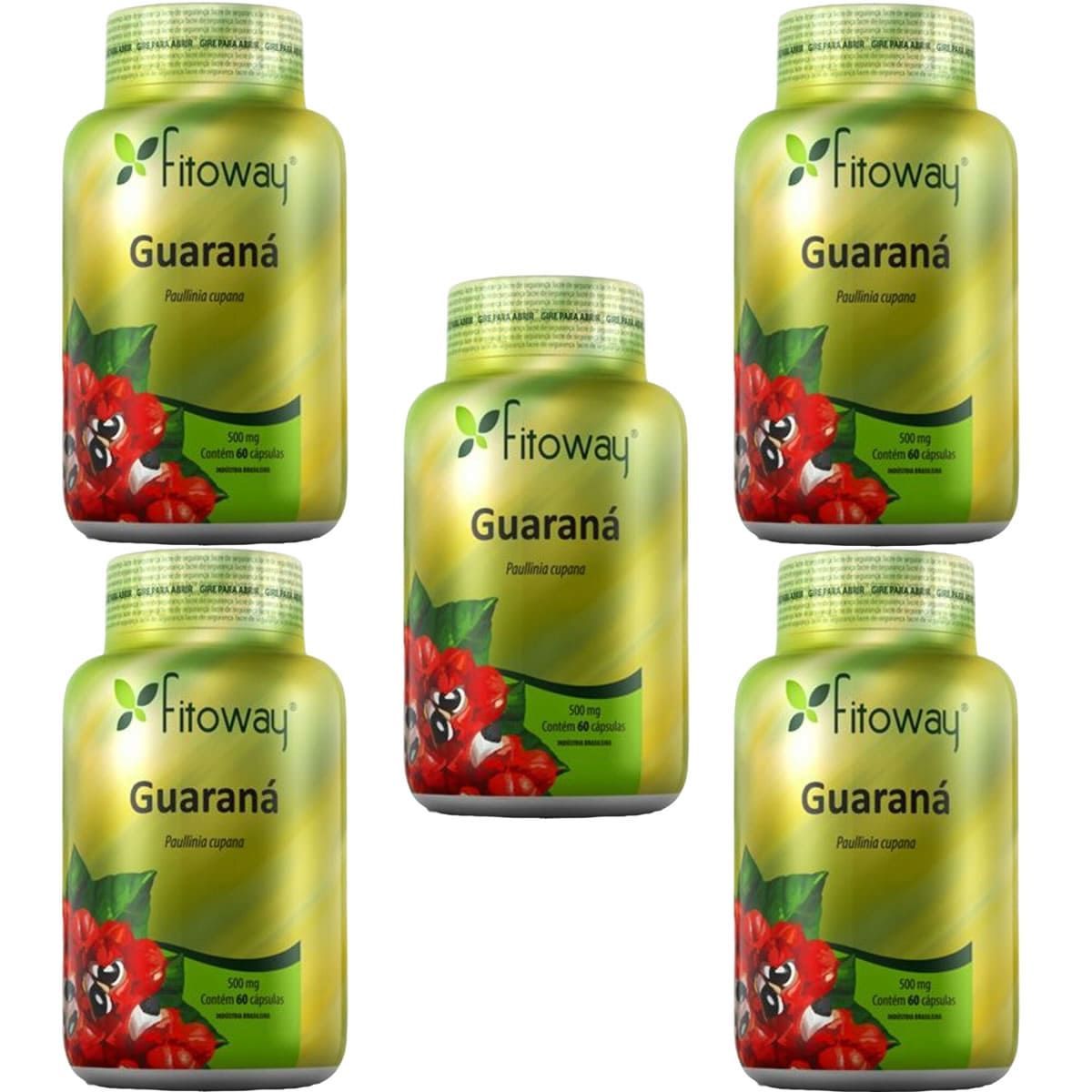Kit 5X Guarana 500mg - 60 C�psulas - Fitoway