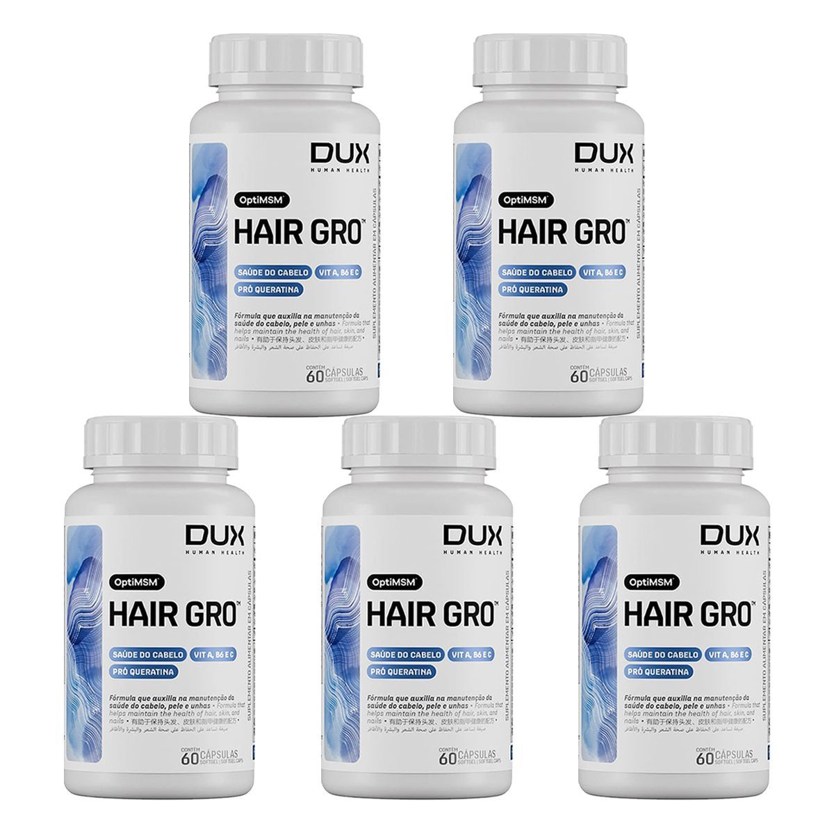 Kit 5X Hair Gro - 60 C�psulas - Dux Nutrition