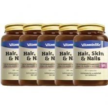 Kit 5X Hair, Skin E Nails com Col�geno e Biotina - 60 C�psulas - VitaminLife