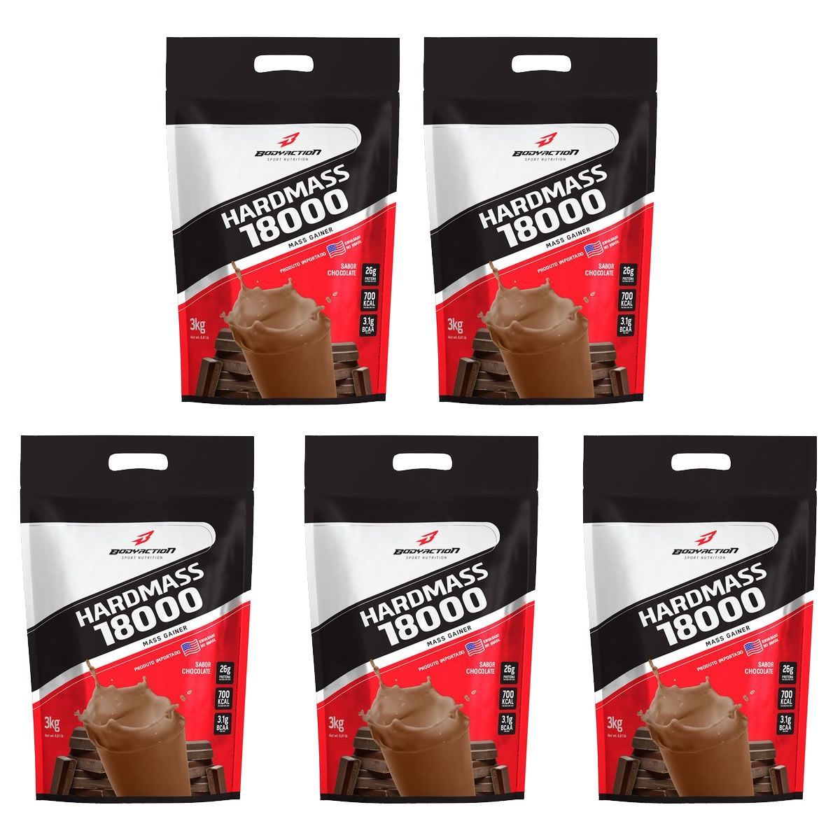 Kit 5X Hard Mass 18000 - 3000g Chocolate - BodyAction
