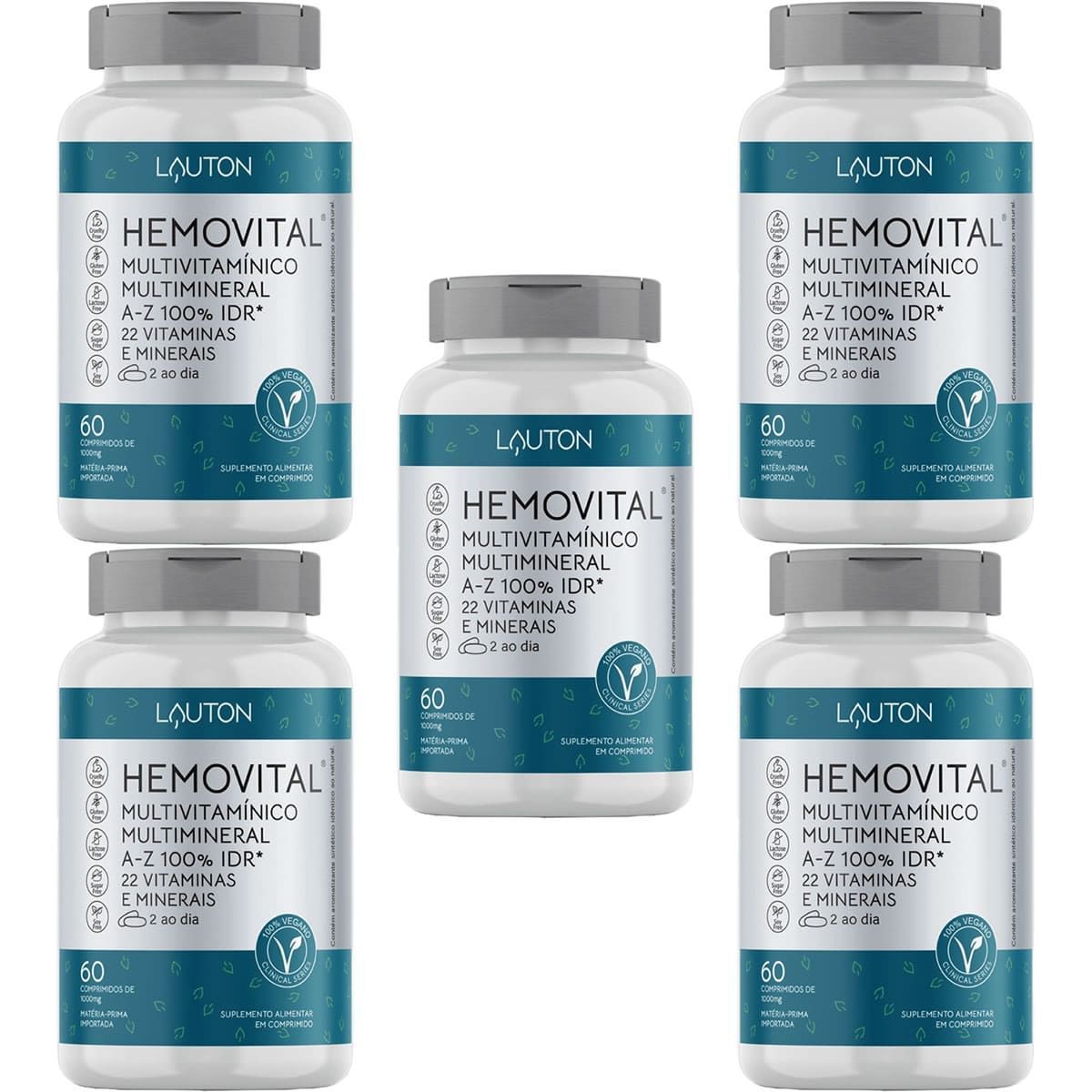 Kit 5X Hemovital Multivitam�nico - 60 C�psulas - Lauton Nutrition