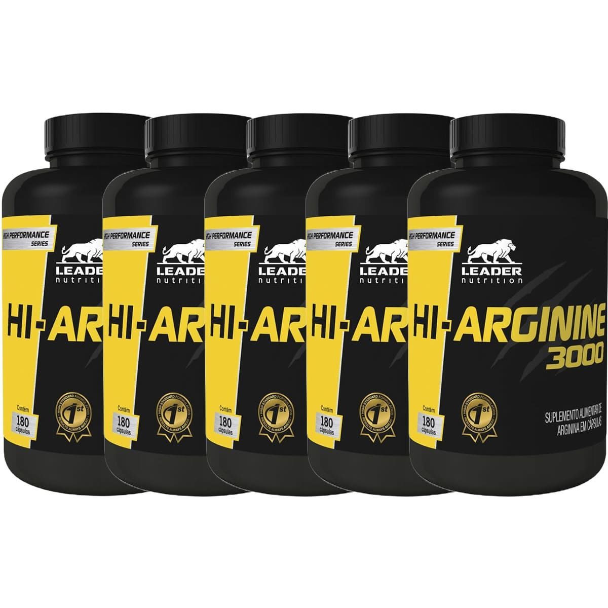 Kit 5X Hi-Arginine 3000 - 180 C�psulas - Leader Nutrition