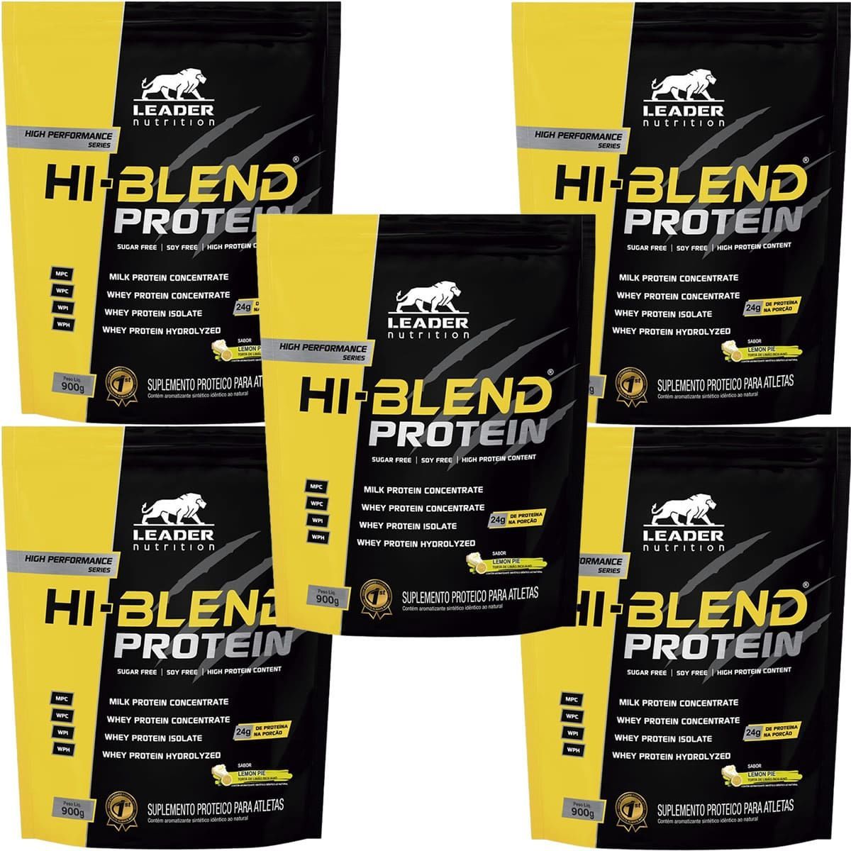 Kit 5X Hi-Blend Protein - 900g Refil Torta de Lim�o Siciliano - Leader Nutrition