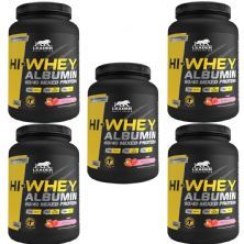 Kit 5X Hi-Whey Albumin 60/40 Mixed Protein - 900g Morango - Leader Nutrition