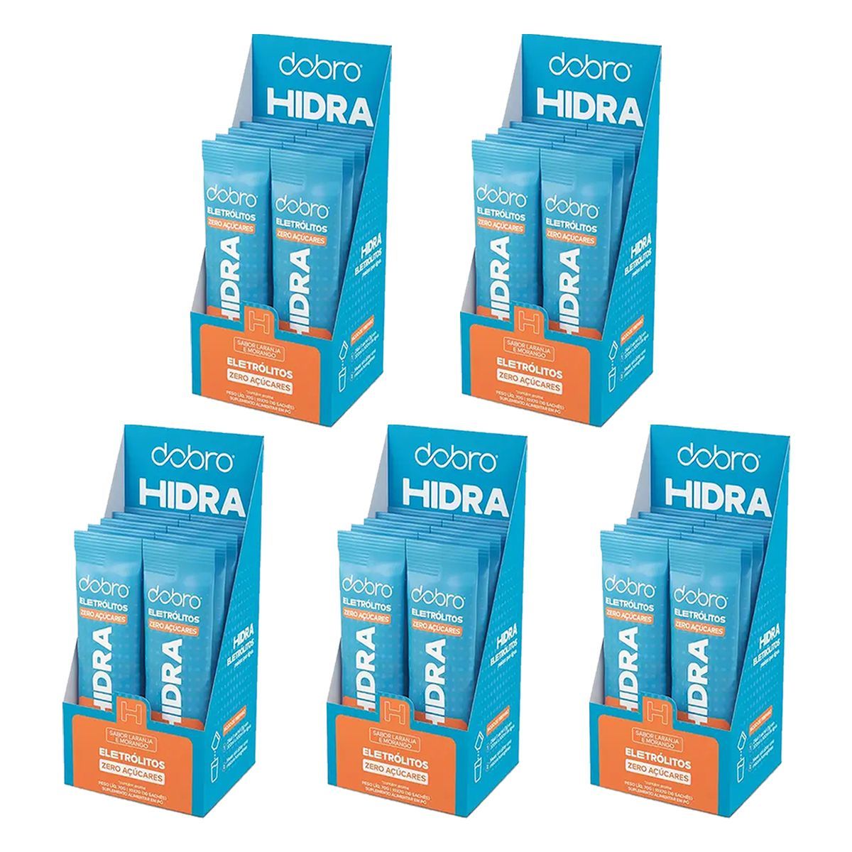 Kit 5X Hidra Eletr�litos - 10 Sach�s 7 g Laranja e Morango - Dobro