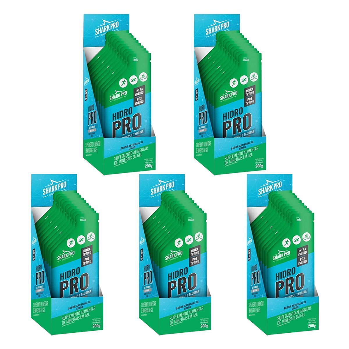Kit 5X Hidro Pro - 10 Sach�s 20g Lim�o - Shark Pro