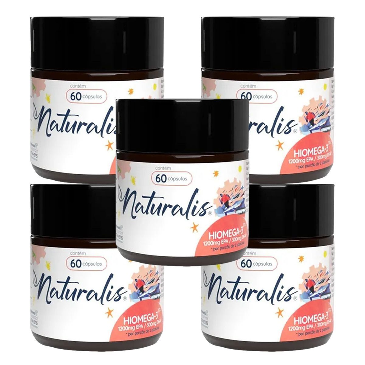 Kit 5X HiOmega - 60 C�psulas - Naturalis