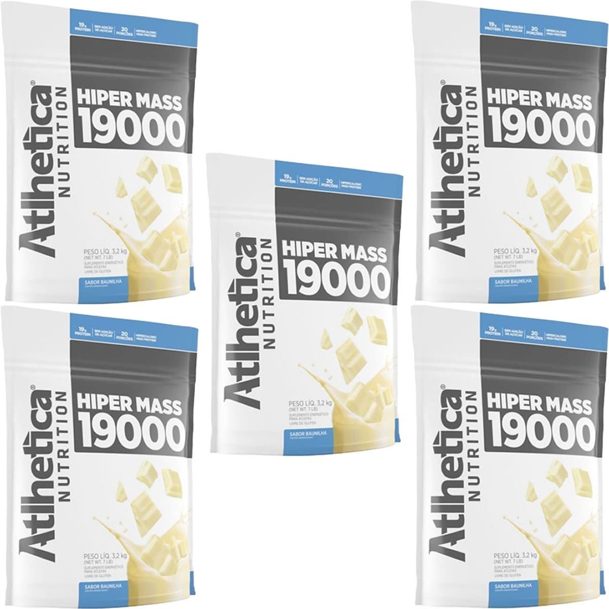 Kit 5X Hiper Mass 19000 Refil - 3200g Baunilha - Atlhetica Nutrition