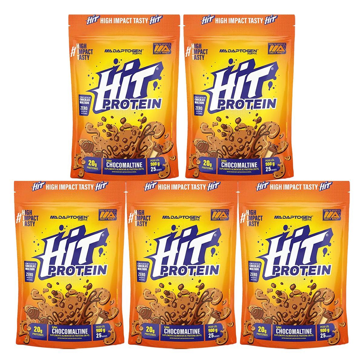 Kit 5X Hit Protein - 900g Refil Chocomaltine - Adaptogen