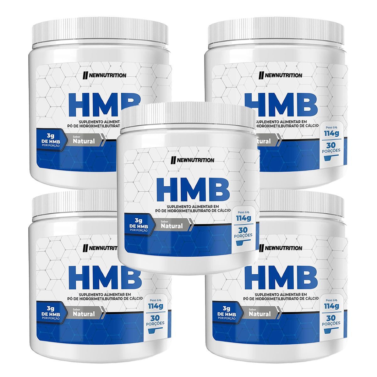 Kit 5X Hmb Em P� - 114g Natural - NewNutrition