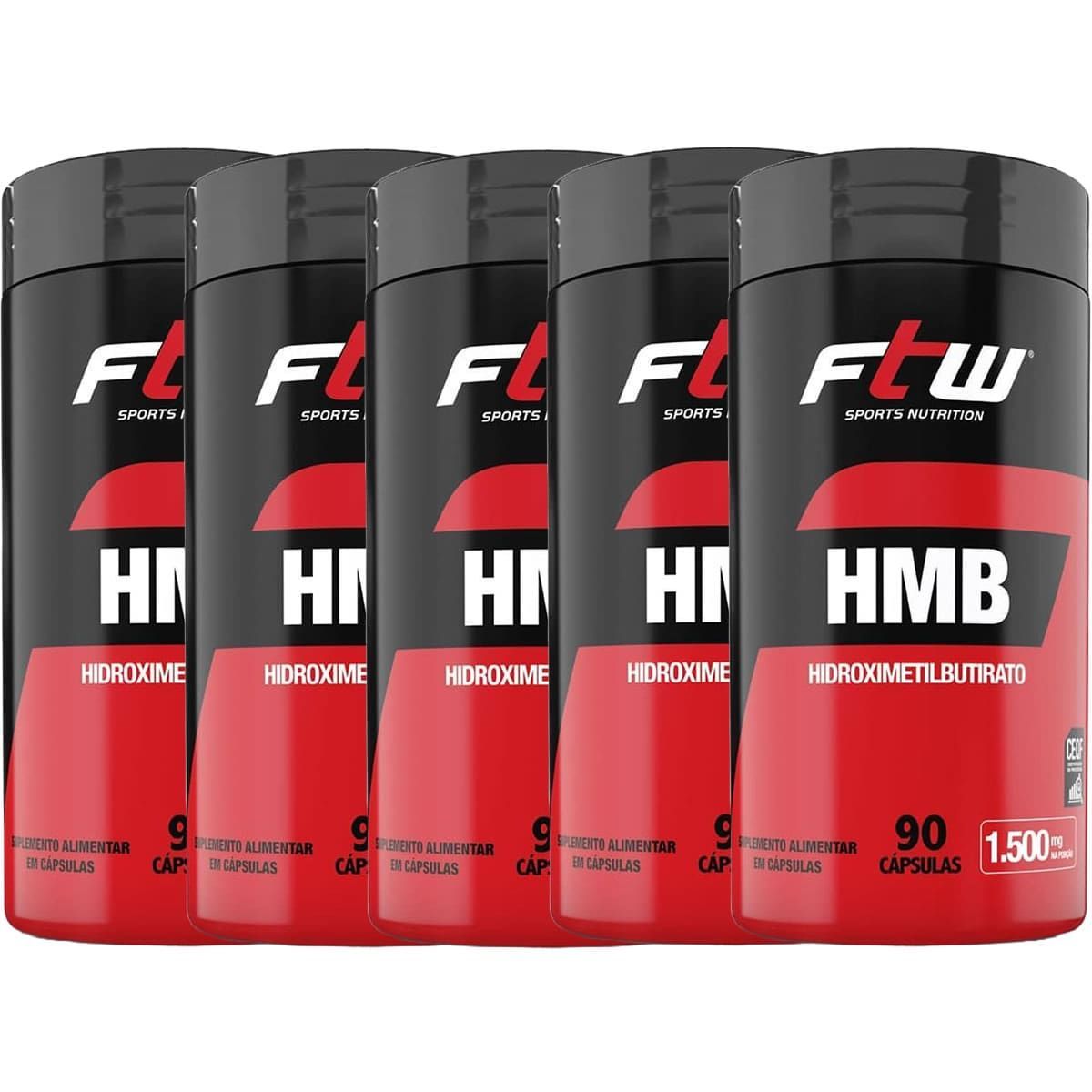 Kit 5X HMB Hidroximetilbutirato - 90 c�psulas - FTW
