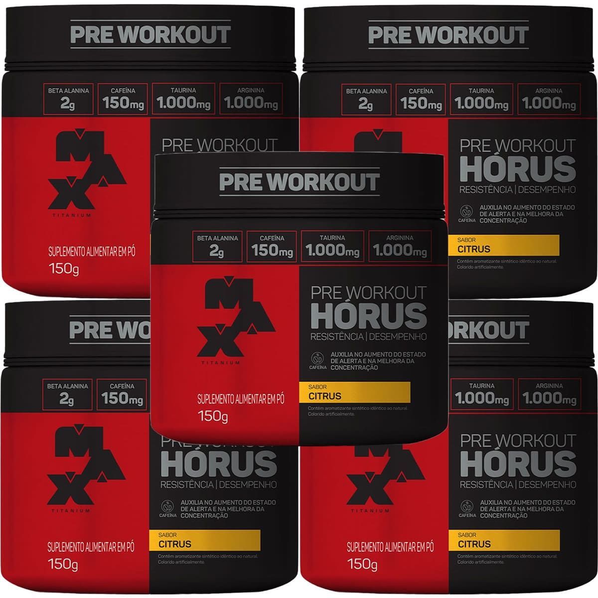 Kit 5X H�rus Pre Workout - 150g Citrus - Max Titanium