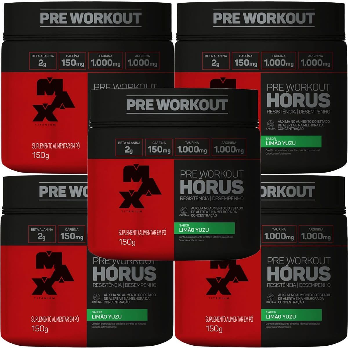 Kit 5X H�rus Pre Workout - 150g Lim�o Yuzu - Max Titanium
