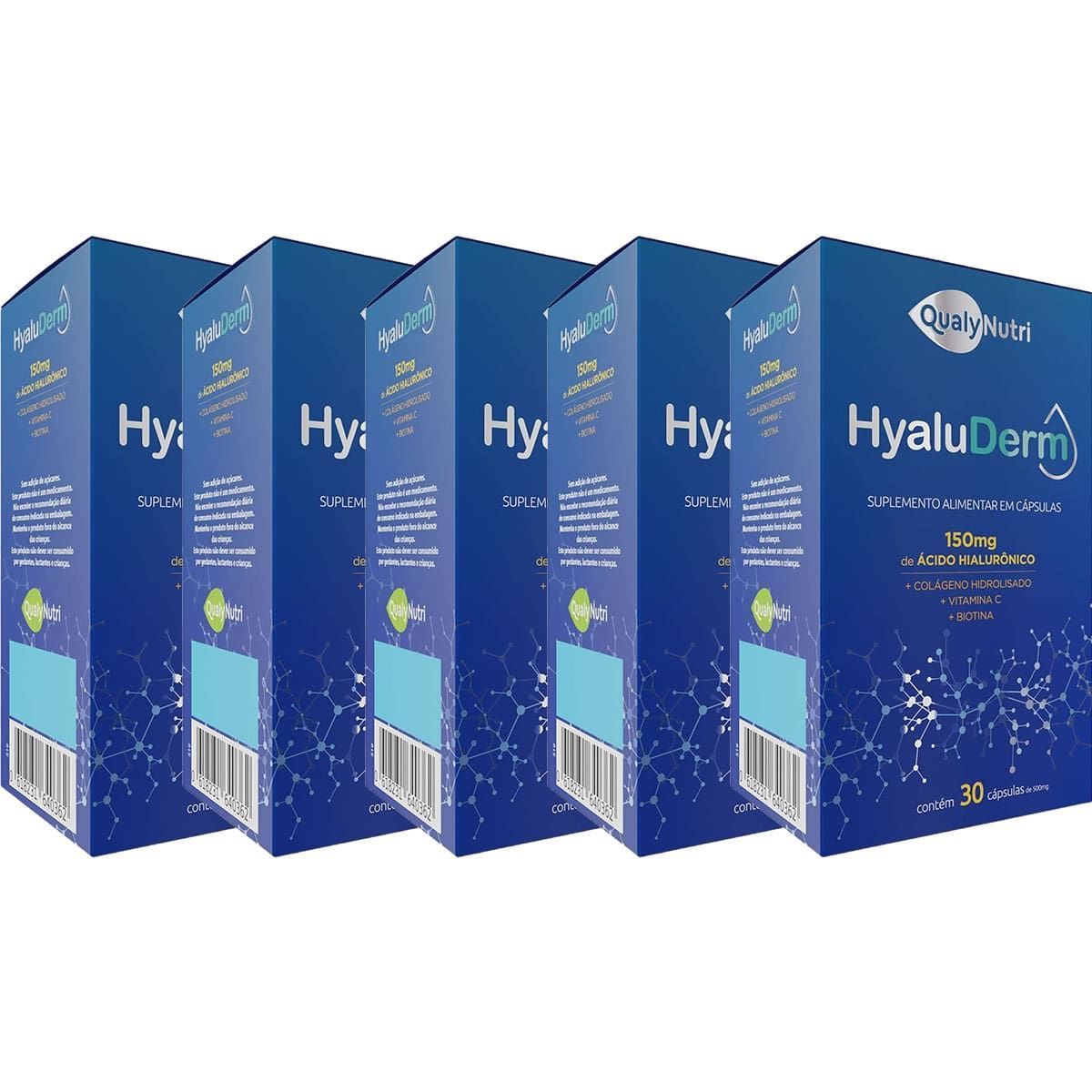 Kit 5X Hyaluderm 150mg - 30 C�psulas - QualyNutri