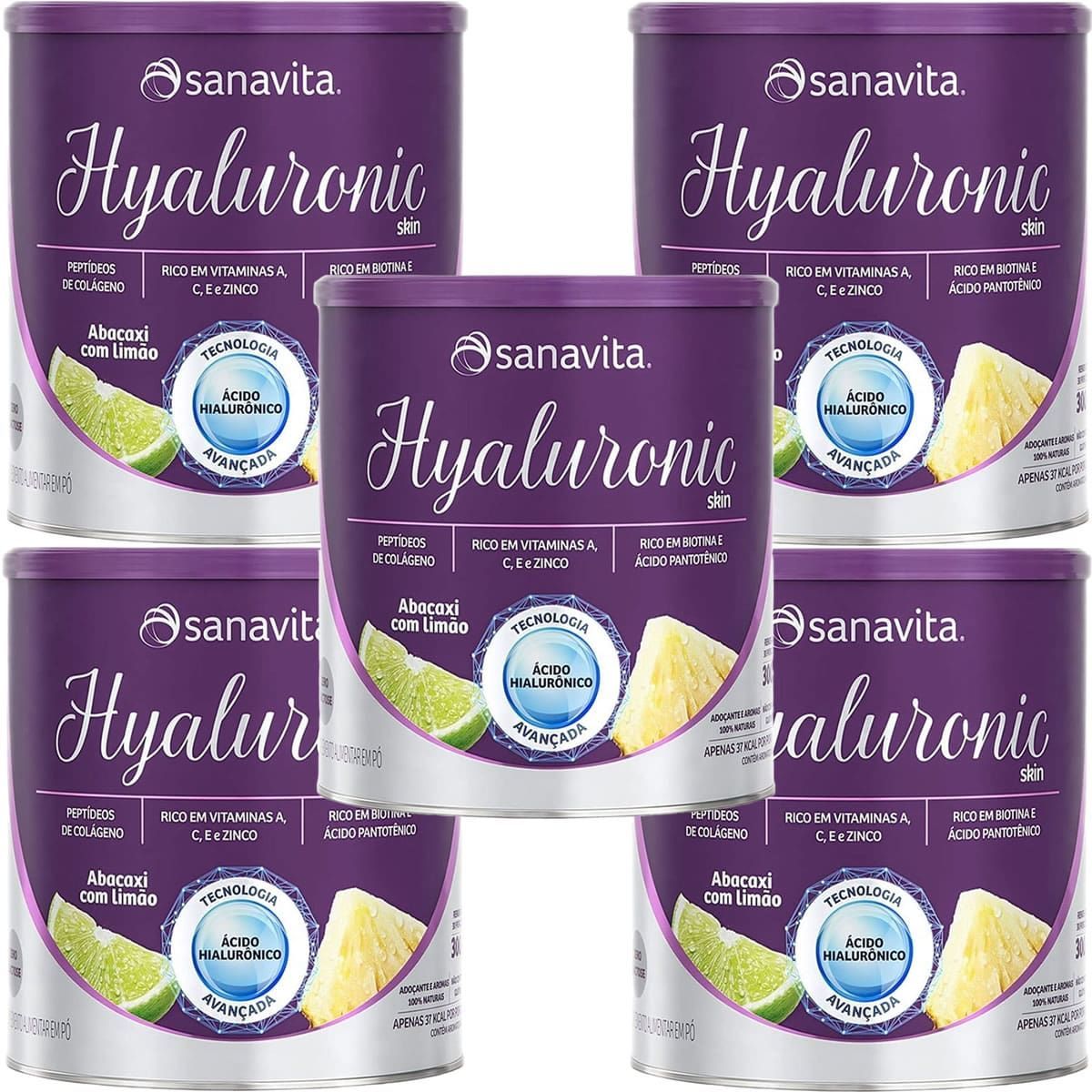 Kit 5X Hyaluronic Skin - 300g Abacaxi com Lim�o - Sanavita