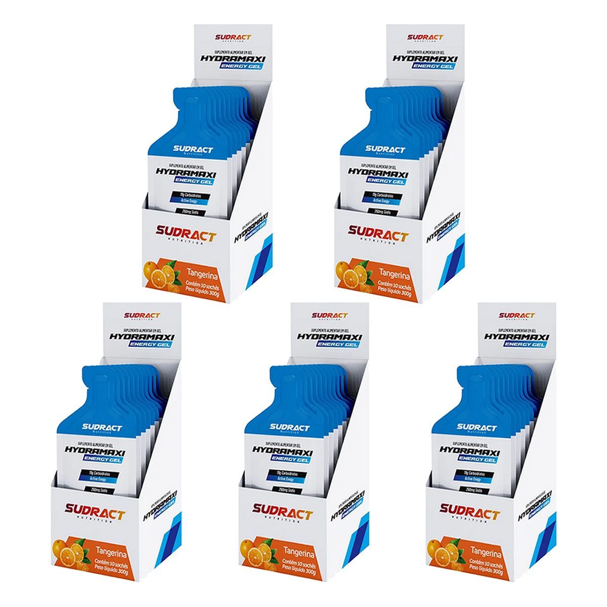 Kit 5X Hydramaxi Energy Gel - 10 Sach�s 30g Tangerina - Sudract Nutrition