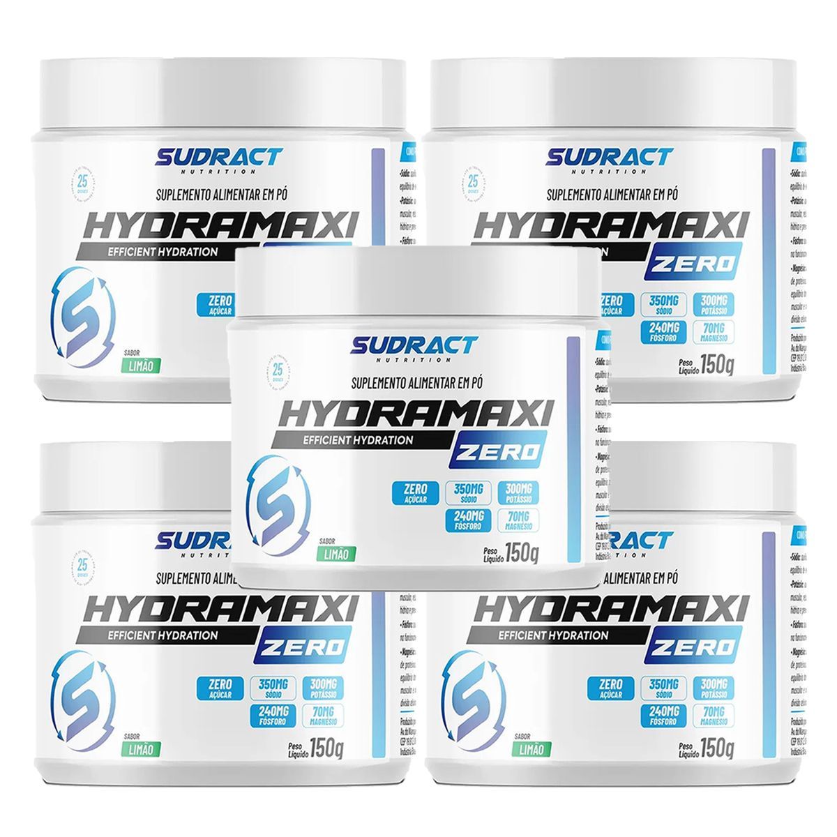 Kit 5X Hydramaxi Isot�nico em P� - 150g Lim�o - Sudract Nutrition