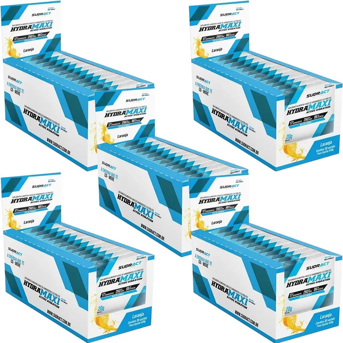 Kit 5X Hydramaxi Isot�nico em P� - 25 Sach�s 20g Laranja - Sudract Nutrition
