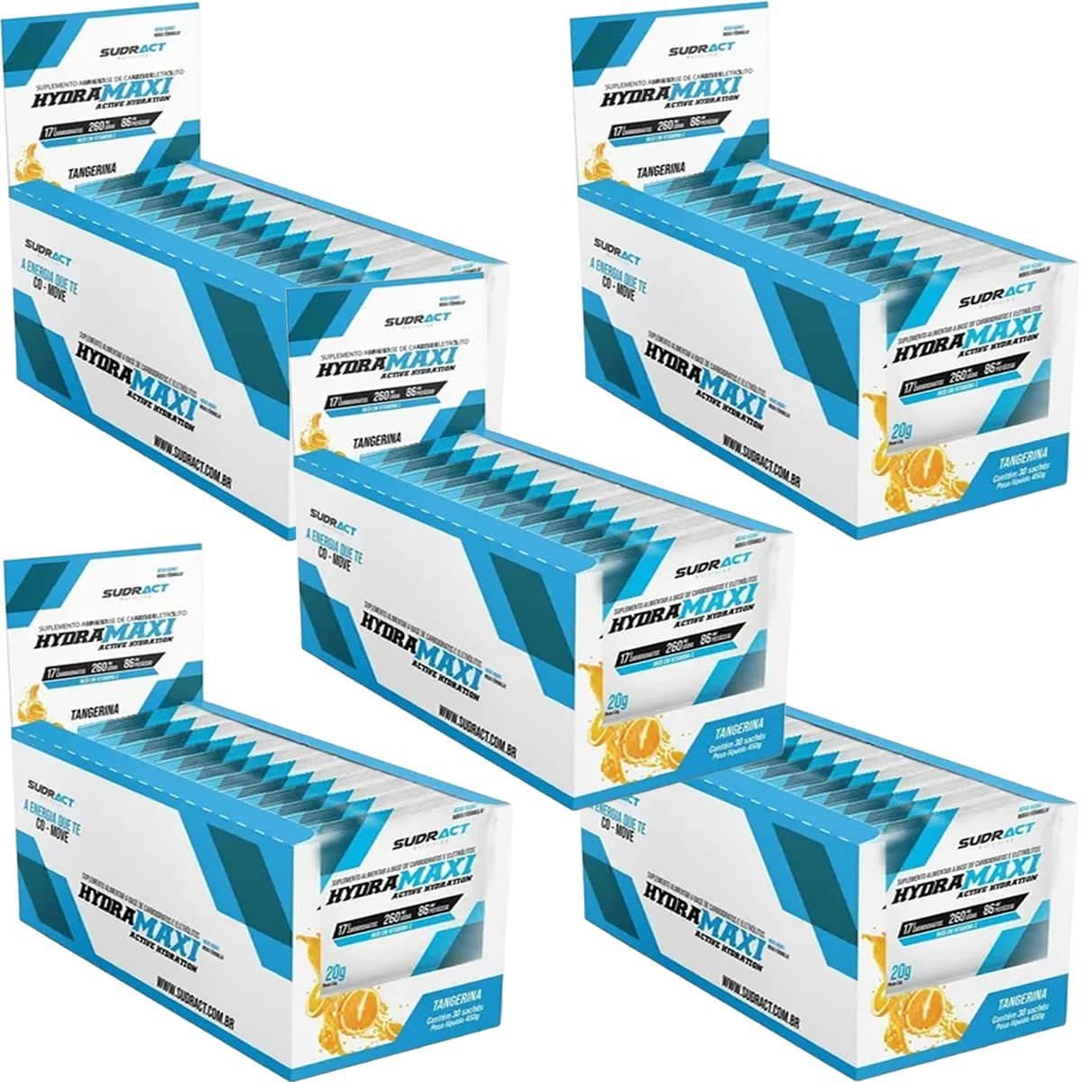 Kit 5X Hydramaxi Isot�nico em P� - 25 Sach�s 20g Tangerina - Sudract Nutrition
