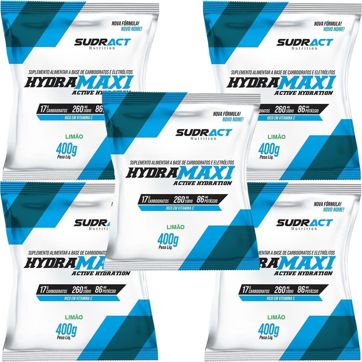 Kit 5X Hydramaxi Isot�nico em P� - 400g Refil Lim�o - Sudract Nutrition