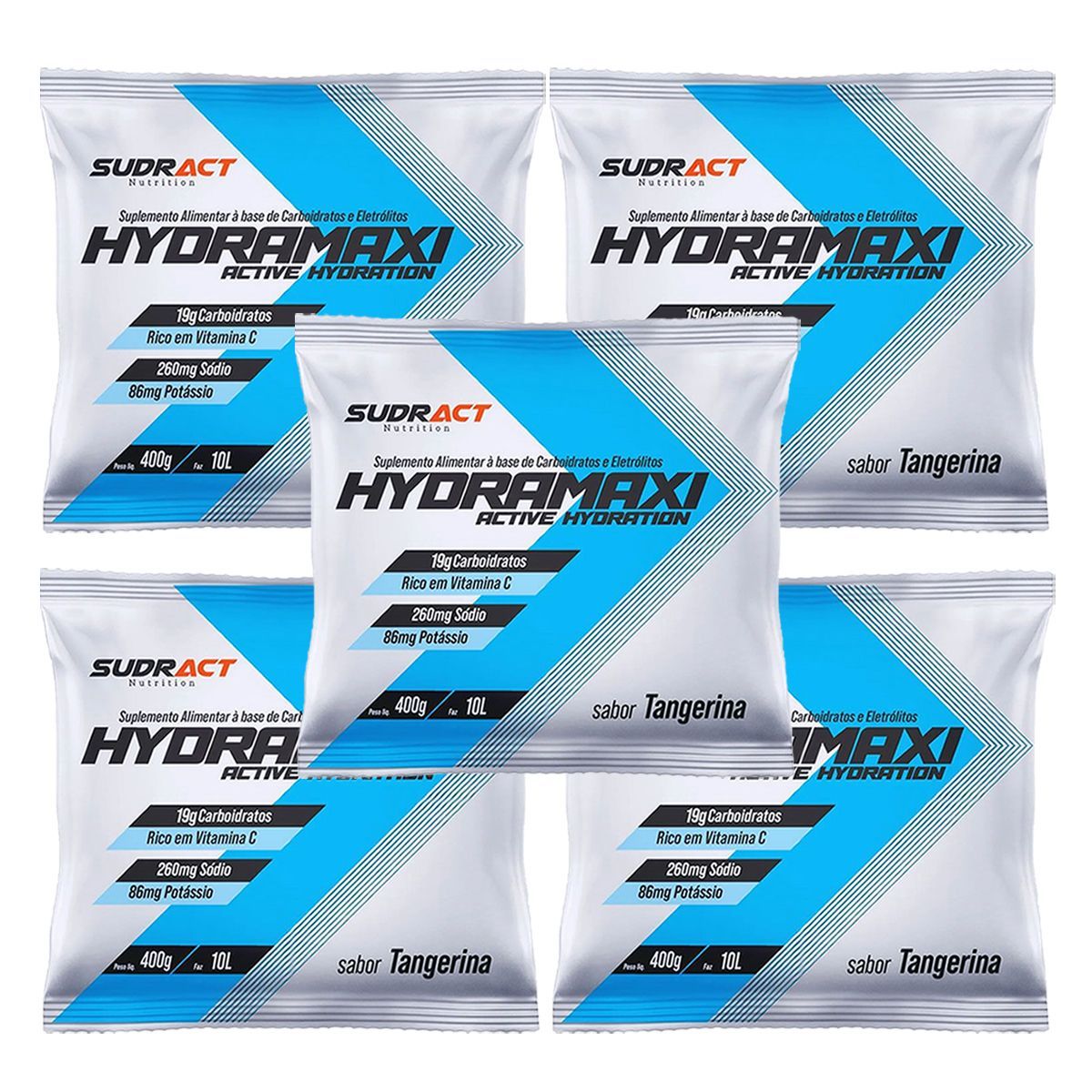 Kit 5X Hydramaxi Isot�nico em P� - 400g Refil Tangerina - Sudract Nutrition