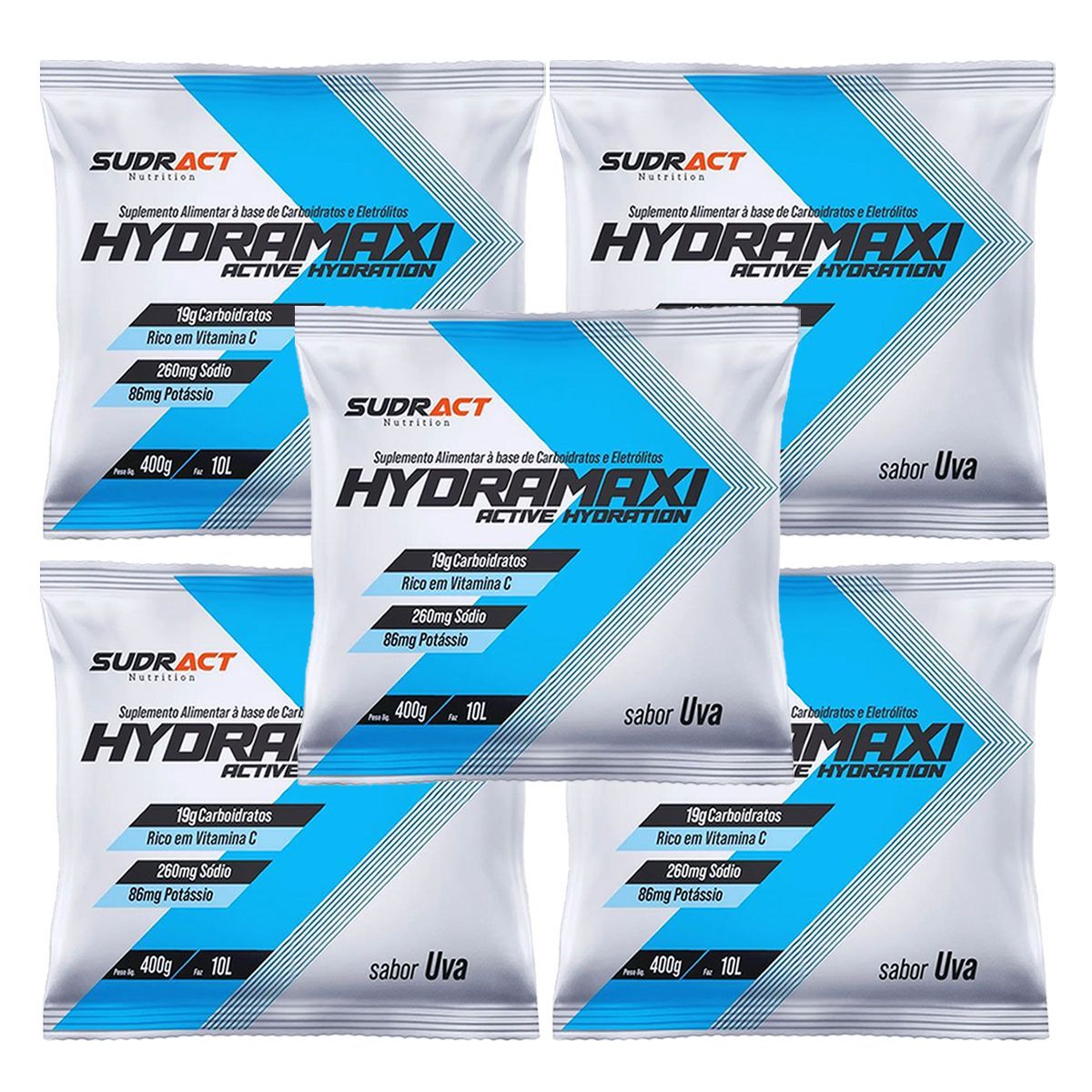 Kit 5X Hydramaxi Isot�nico em P� - 400g Refil Uva - Sudract Nutrition