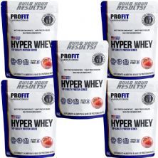 Kit 5X Hyper Whey - 900g Refil Morango - Profit
