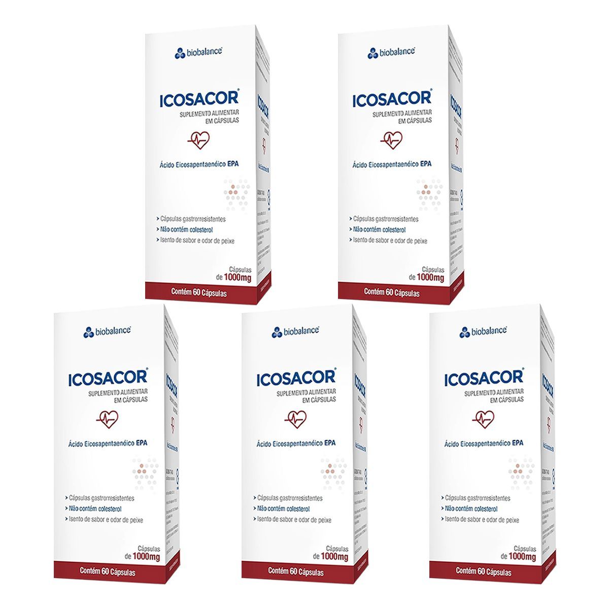 Kit 5X Icosacor Epa - 30 C�psulas 1000mg - Biobalance