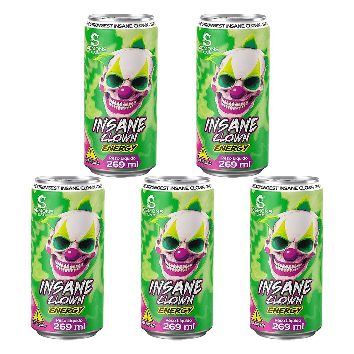 Kit 5X Insane Clown Energy  Lata 269ml Frutas Vermelhas - Damons Lab