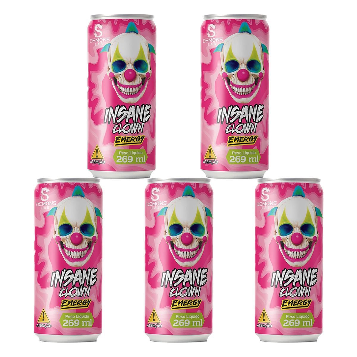 Kit 5X Insane Clown Energy - Lata 269ml Pink Lemon - Demons Lab