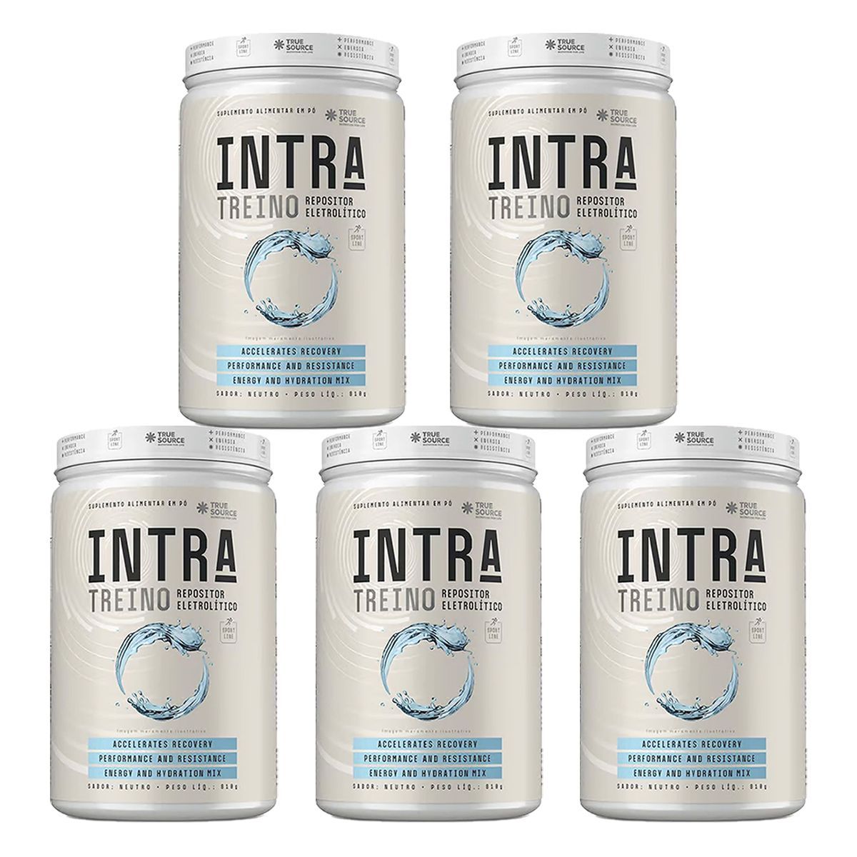 Kit 5X Intra Treino Repositor Eletrolitico - 810g Neutro - True Source