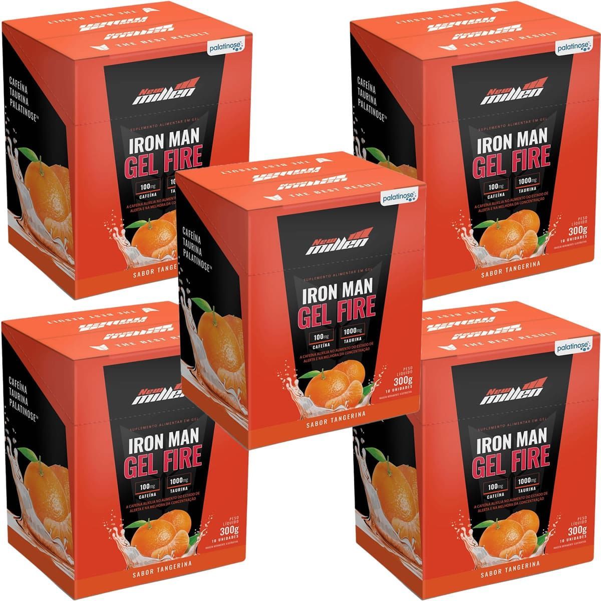 Kit 5X Iron Man Gel Fire - 10 Sach�s 30g Tangerina - New Millen