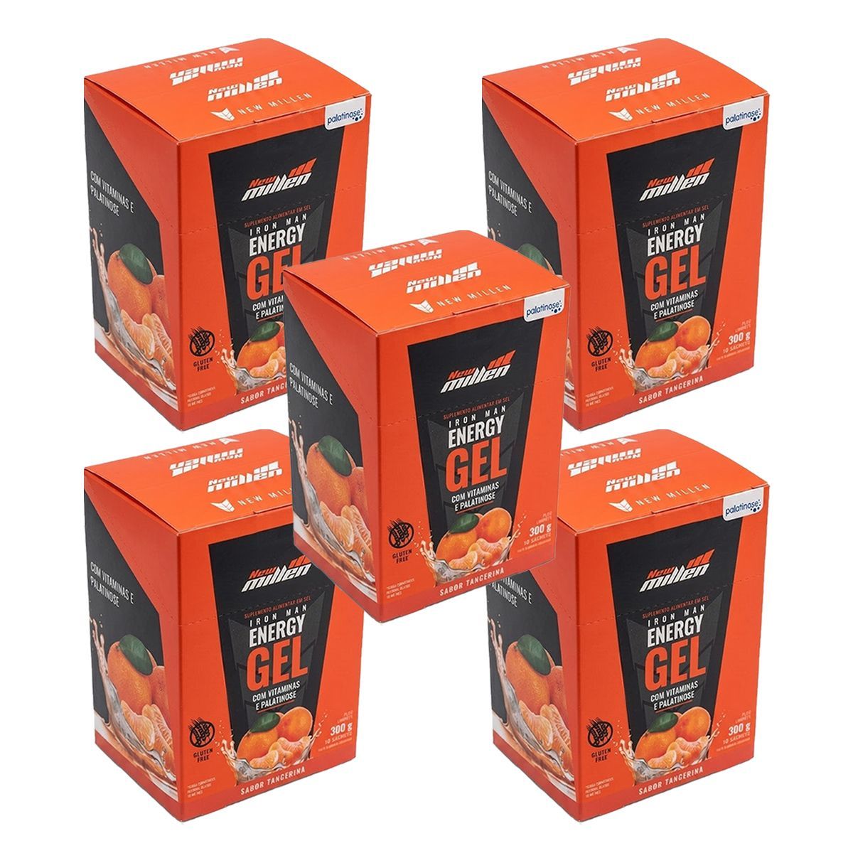 Kit 5X Iron Man Instant Energy Gel - 10 Unidades 30g Tangerina - New Millen