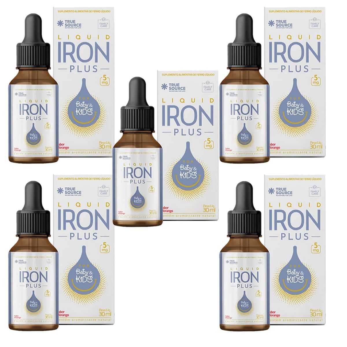 Kit 5X Iron Plus Liquid - 30ml Morango - True Source
