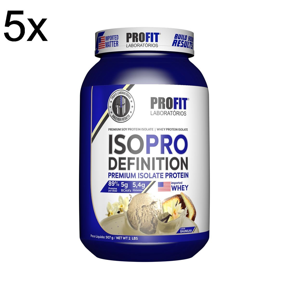 Kit 5X Iso Pro Definition - 907g Baunilha - ProFit