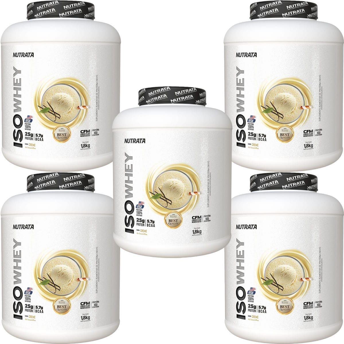 Kit 5X Iso Whey - 1800g Baunilha - Nutrata