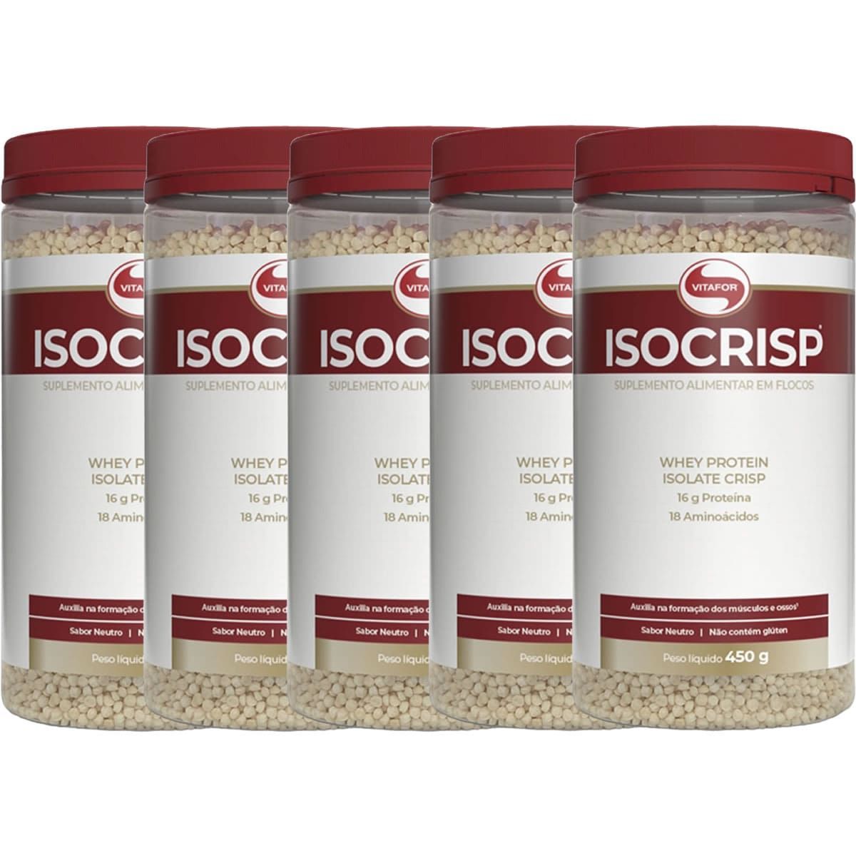Kit 5X Isocrisp Whey Protein Crisp - 450g -  Vitafor