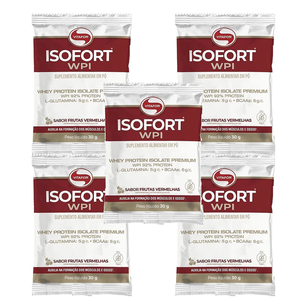 Kit 5X Isofort - 1 Sach� 30g Frutas Vermelhas - Vitafor