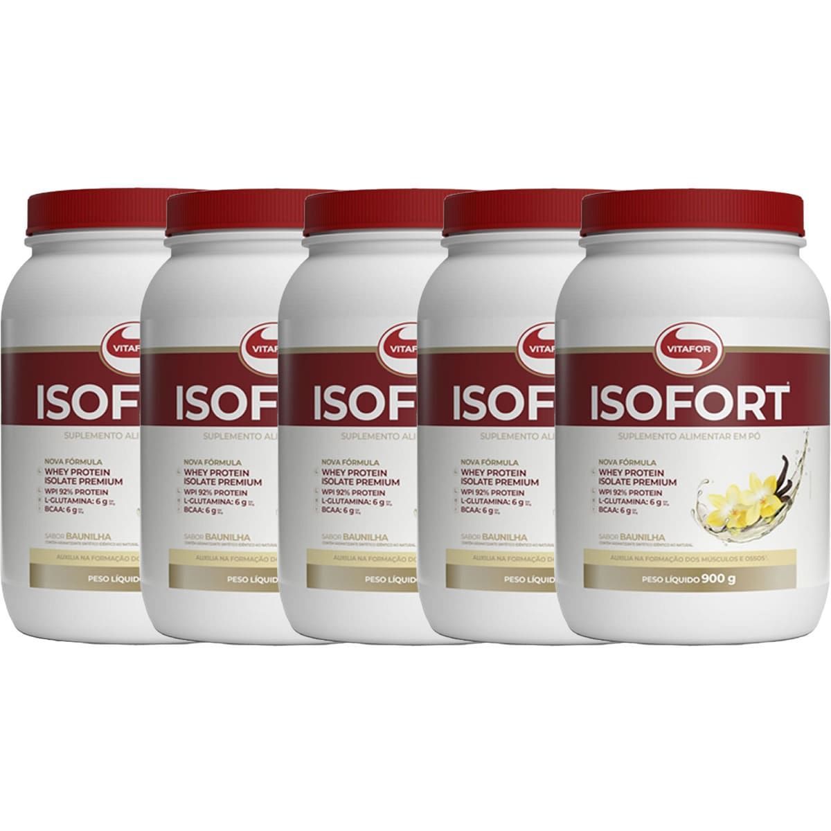Kit 5X Isofort - 900g Baunilha - Vitafor