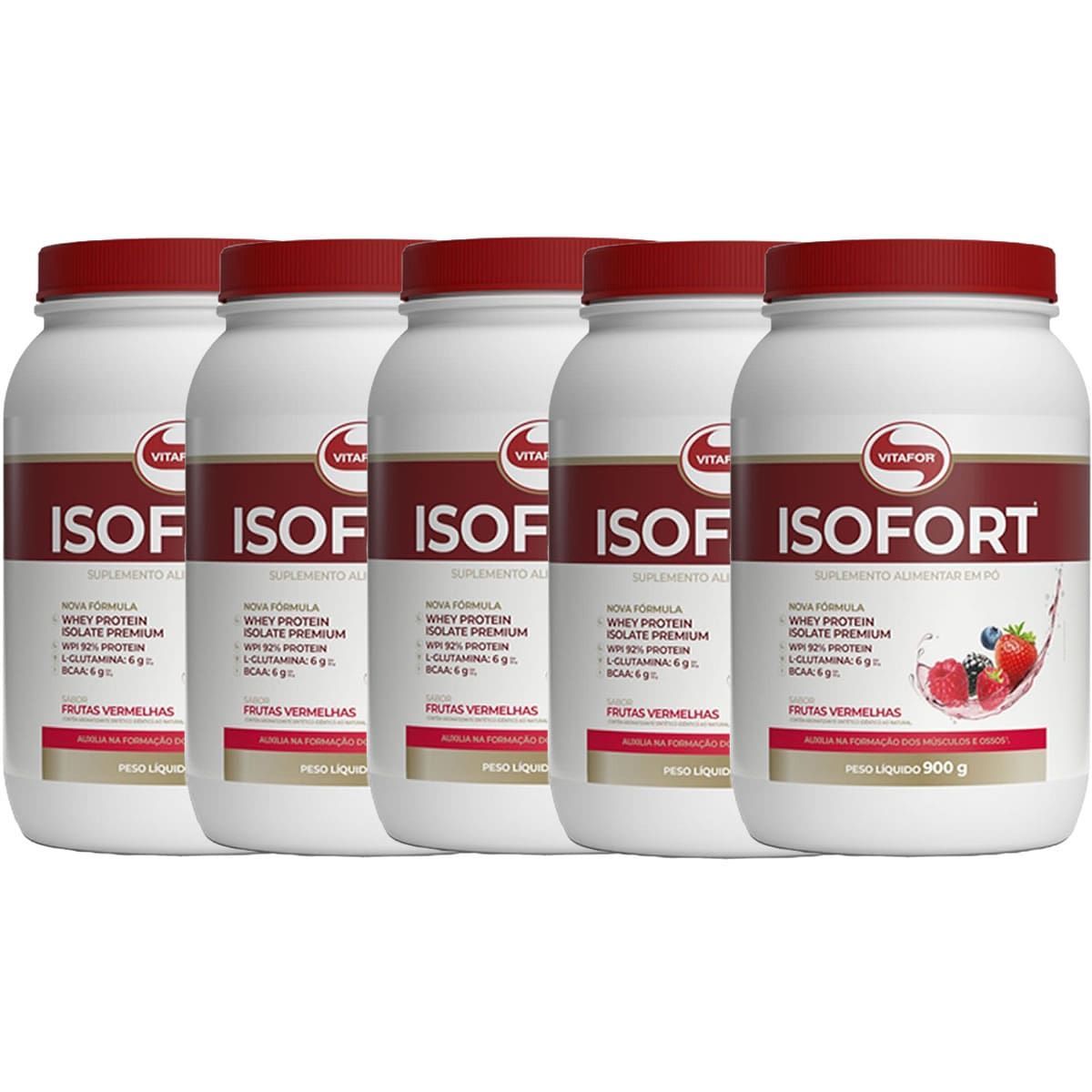 Kit 5X Isofort - 900g Frutas Vermelhas - Vitafor