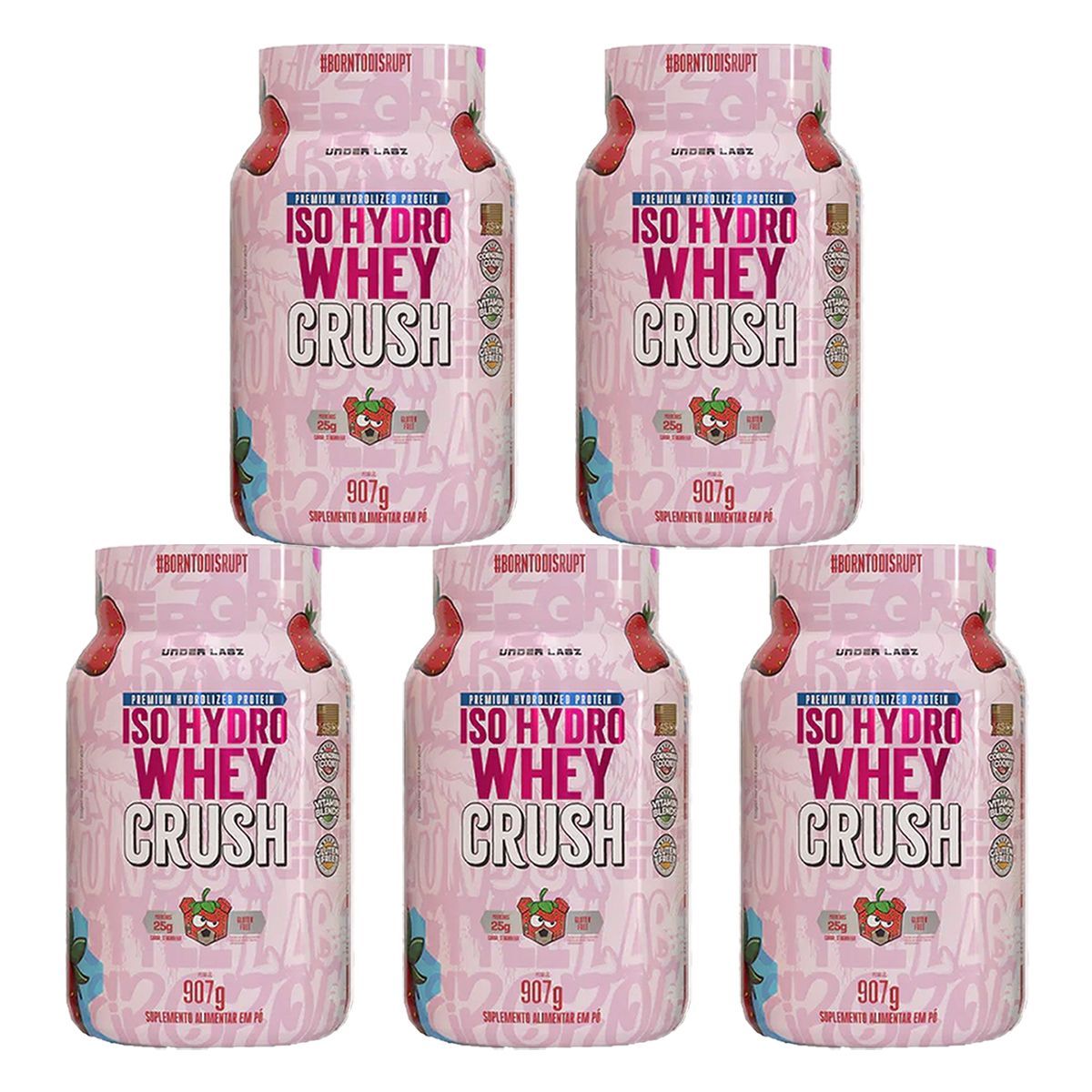 Kit 5X Isohydro Whey Crush - 907g Strawbear - Under Labz
