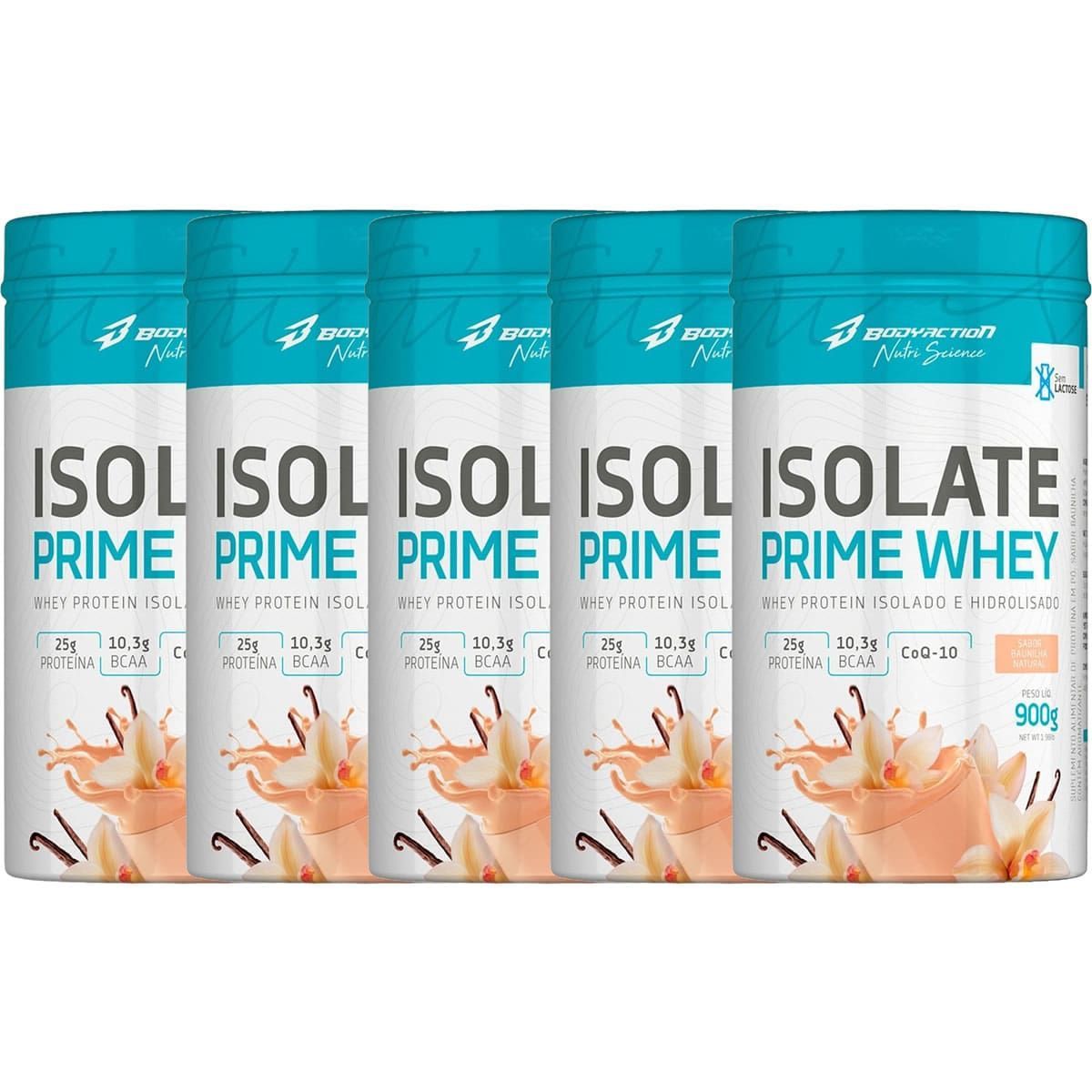Kit 5X Isolate Prime Whey  - 900g Baunilha Natural - BodyAction