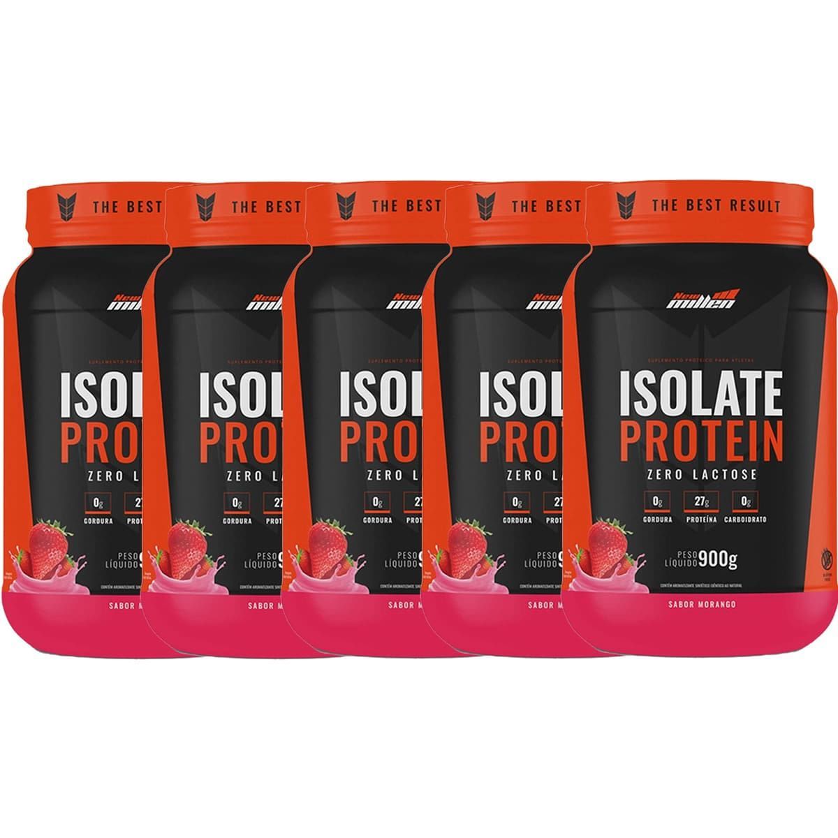 Kit 5X Isolate Protein - 900g Morango - New Millen