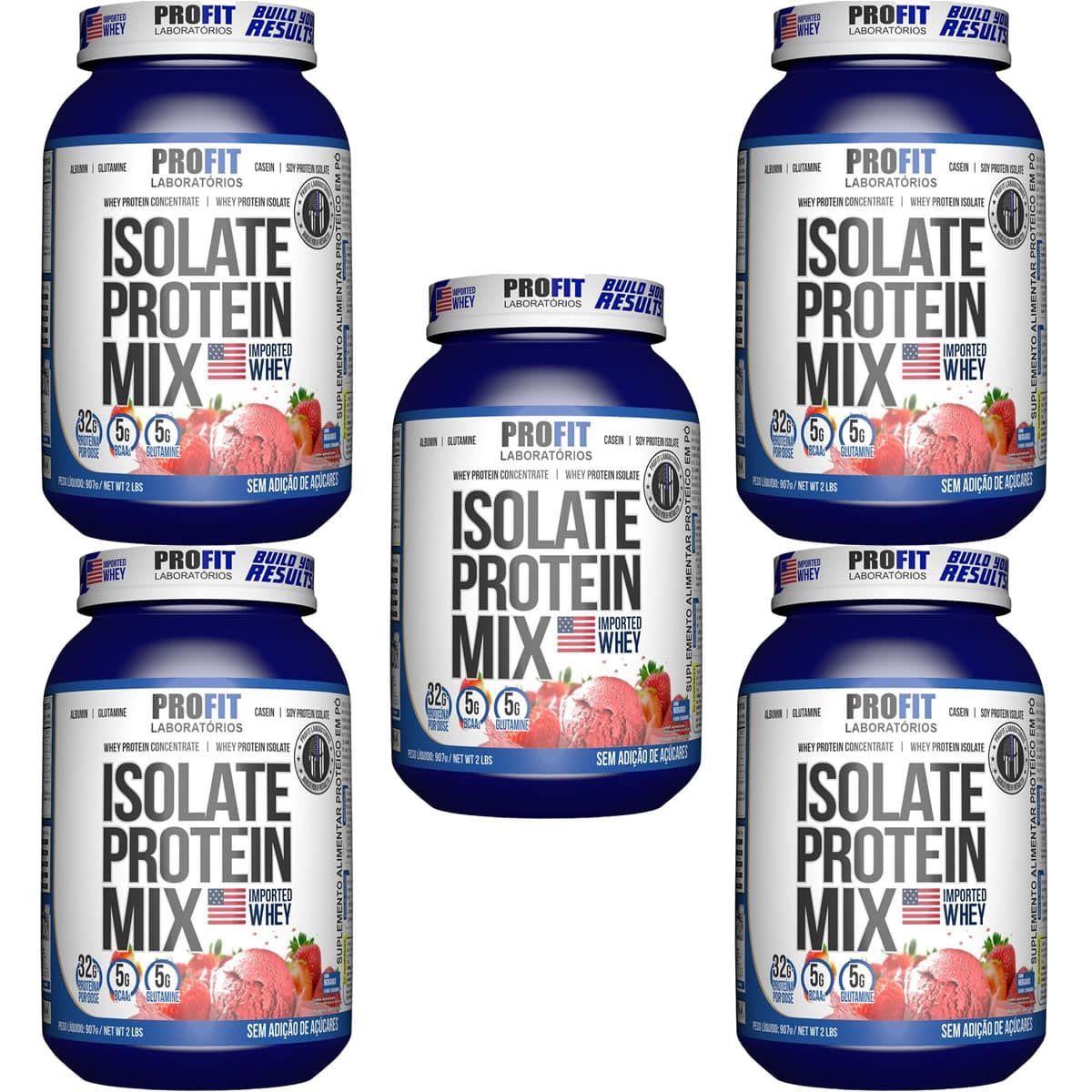 Kit 5X Isolate Protein Mix -  907g Morango - Profit